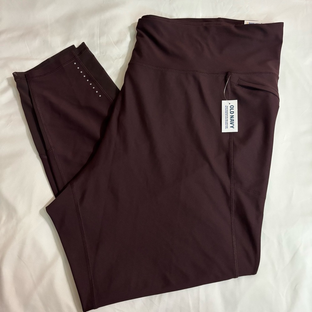 NWT Old Navy Women's Brown High Rise Active Leggings sz 4X Activewear Powersoft